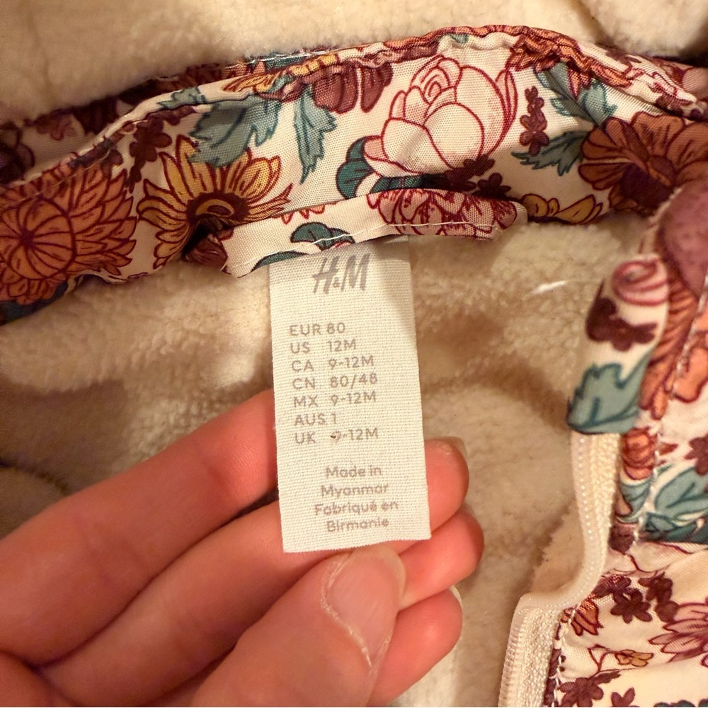 H&M Floral Hooded Puffer Jacket - Pink, Rust & Teal - Picture 2 of 4